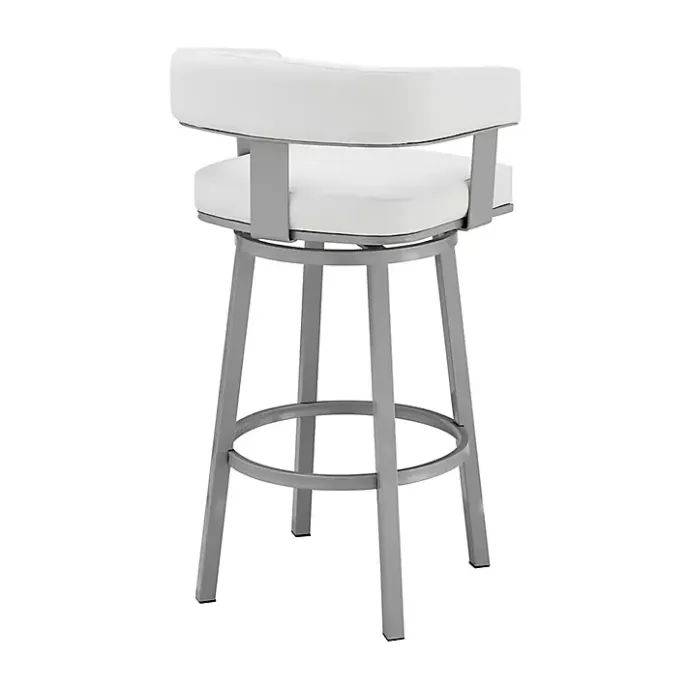 Outlet Kirklands Home Faux Leather Lorin Swivel Counter Stool White
