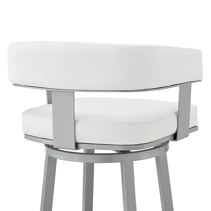 Outlet Kirklands Home Faux Leather Lorin Swivel Counter Stool White