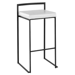 Online Kirklands Home Faux Leather Stackable Bar Stools, Set of 2 White