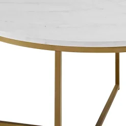 Hot Kirklands Home Faux Marble & Gold X-Base Coffee Table White