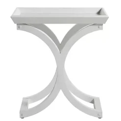 Discount Kirklands Home Fir Wood Curved Tray C-Table White