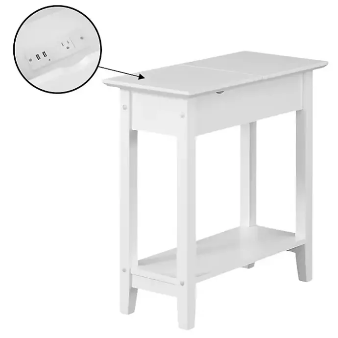 Outlet Kirklands Home Flip Top Charging Accent Table White
