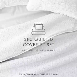 Kirklands Home Floral Stitch 3-pc. King Quilt Set White