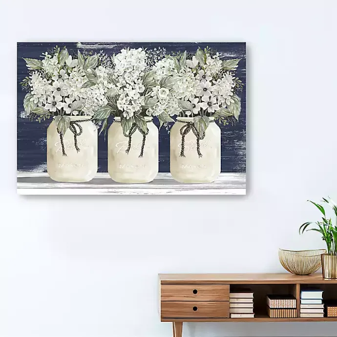 Outlet Kirklands Home White Floral Trio Giclee Canvas Art Print