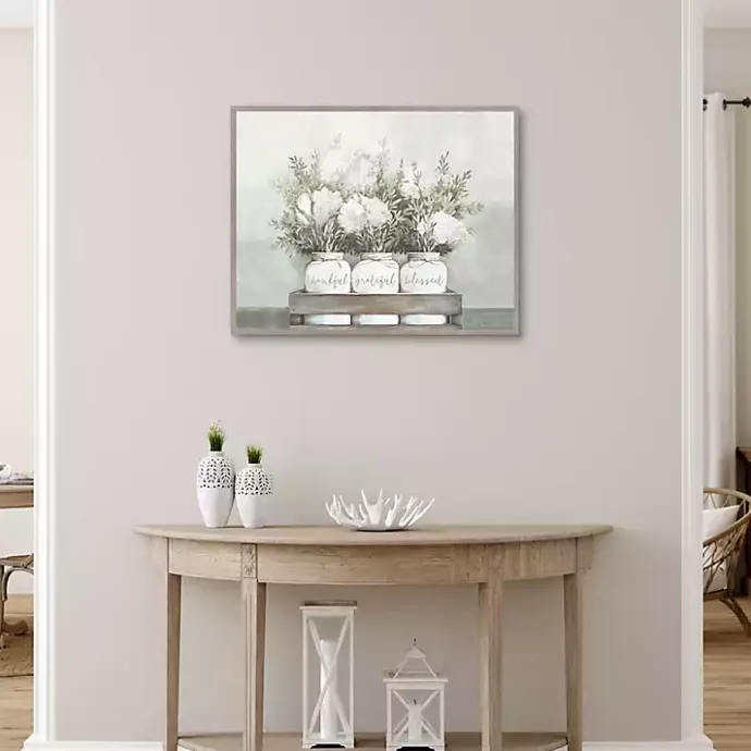 Kirklands Home Flower Jars Framed Canvas Art Print White