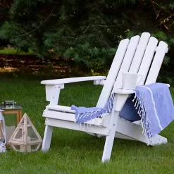 Kirklands Home Folding Wooden Adirondack Chair White