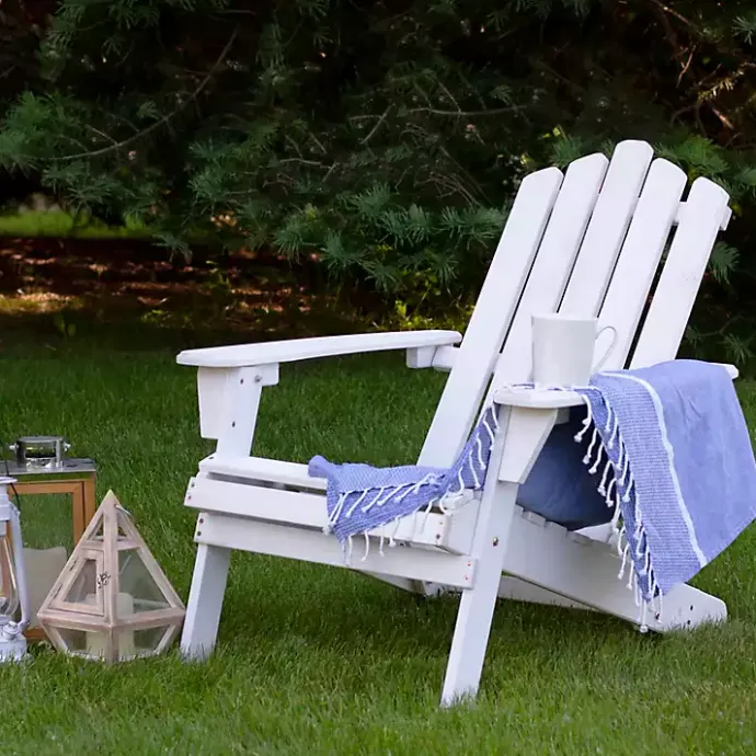 Kirklands Home Folding Wooden Adirondack Chair White