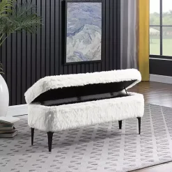 Discount Kirklands Home Fur Storage Bench White