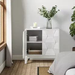 New Kirklands Home Geometric Mabel 2-Door Cabinet White