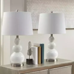 Kirklands Home Glass Covey Table Lamps, Set of 2 White