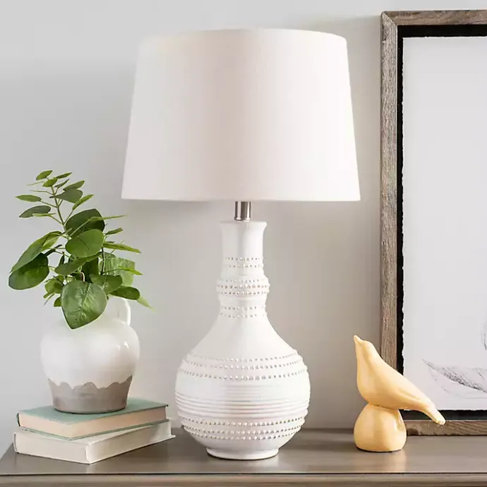 Outlet Kirklands Home White Glaze Serenia Ceramic Table Lamp Ivory