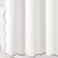 New Kirklands Home White Gray Scalloped Coastal Shower Curtain