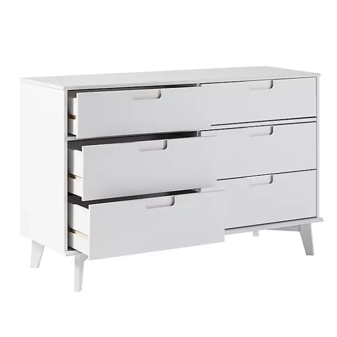 Best Kirklands Home Grooved Handle 6-Drawer Dresser White