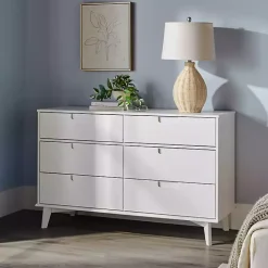 Best Kirklands Home Grooved Handle 6-Drawer Dresser White