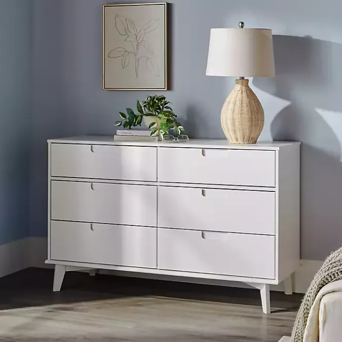 Best Kirklands Home Grooved Handle 6-Drawer Dresser White