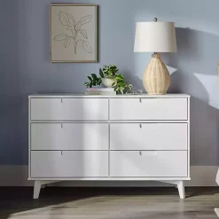Best Kirklands Home Grooved Handle 6-Drawer Dresser White