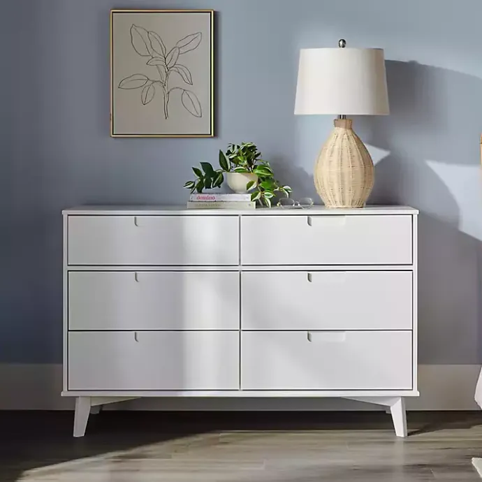 Best Kirklands Home Grooved Handle 6-Drawer Dresser White