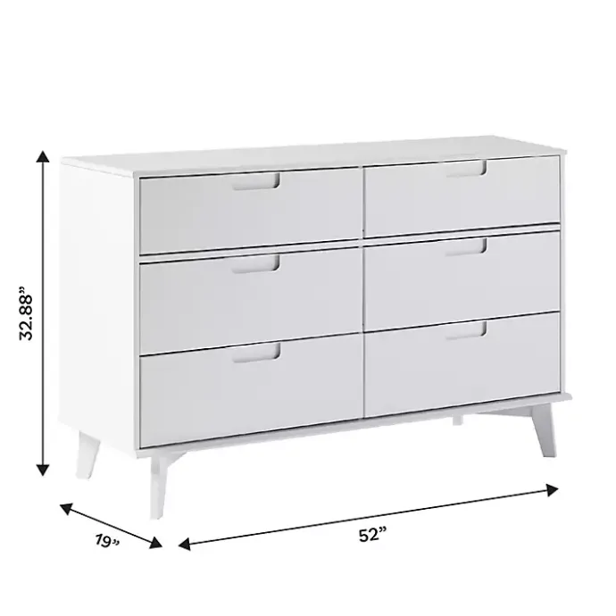 Best Kirklands Home Grooved Handle 6-Drawer Dresser White