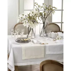 Outlet Kirklands Home Hemstitched Linen Oblong Runner White