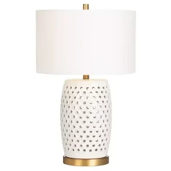 Clearance Kirklands Home Hobnail Table Lamp with Nightlight White