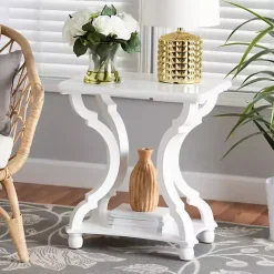 New Kirklands Home Hourglass Wood Accent Table White