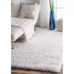 Kirklands Home Iliza Shag Area Rug, 5x8 White
