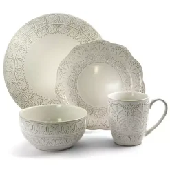 Online Kirklands Home Lace Embossed 16-pc. Dinnerware Set White