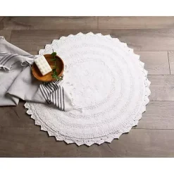 Sale Kirklands Home Large Crochet Round Bath Mat White