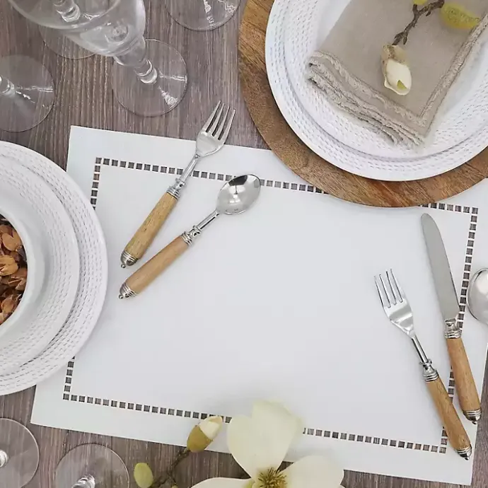 Best Kirklands Home Laser-Cut Hemstitch Placemats, Set of 4 White