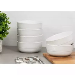 New Kirklands Home Linear Cereal Bowls, Set of 6 White