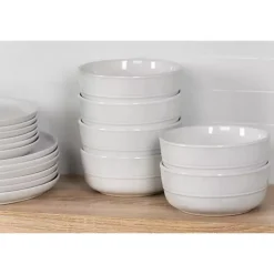 New Kirklands Home Linear Cereal Bowls, Set of 6 White