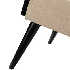 New Kirklands Home White Linen and Rattan Accent Chair Ivory