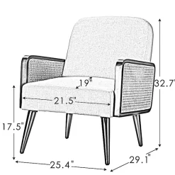New Kirklands Home White Linen and Rattan Accent Chair Ivory