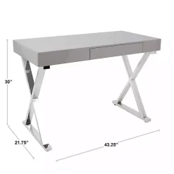 Sale Kirklands Home Luster Chrome Leg Desk White