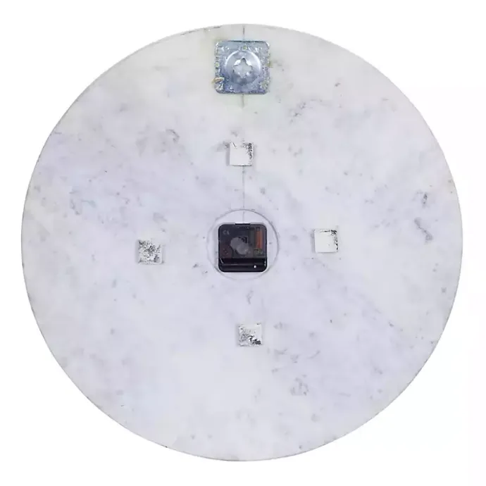 Hot Kirklands Home White Marble and Gold Accent Wall Clock, 20 in.