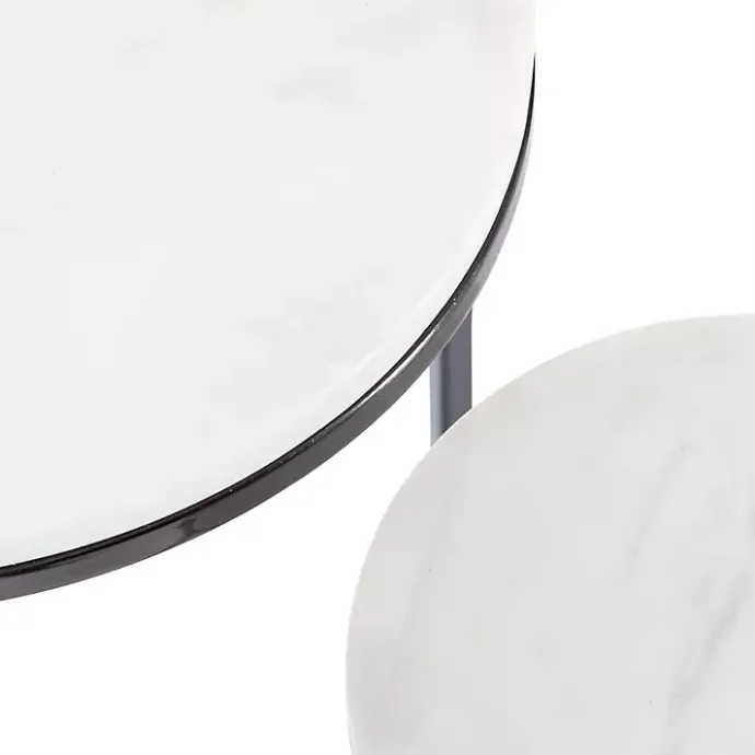 Discount Kirklands Home White Marble Nesting Accent Tables, Set of 2 Black