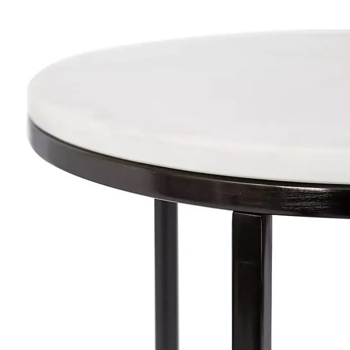 Discount Kirklands Home White Marble Nesting Accent Tables, Set of 2 Black