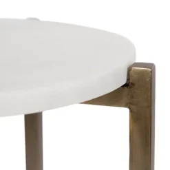 Outlet Kirklands Home Marble Gold Accent Table White