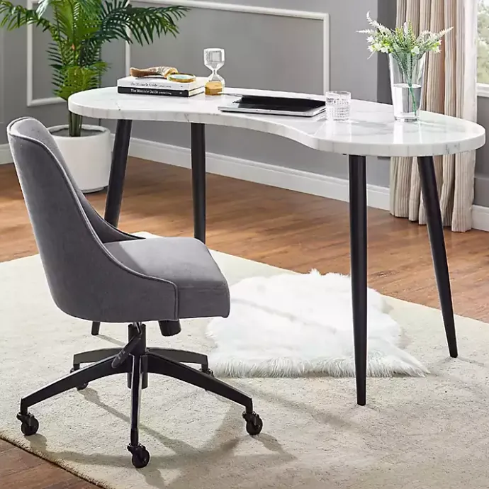 Clearance Kirklands Home White Marble Kidney Shaped Desk