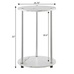 Sale Kirklands Home Marble Two Tiered Metal Accent Table White