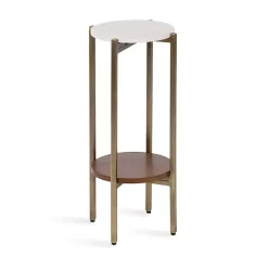 Online Kirklands Home Marble Walnut Accent Table White