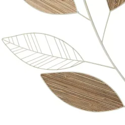 Best Kirklands Home White Metal and Reed Leaf Wall Plaque