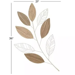 Best Kirklands Home White Metal and Reed Leaf Wall Plaque