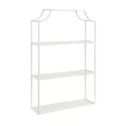 Best Kirklands Home Metal Scalloped 3-Tier Glass Wall Shelf White