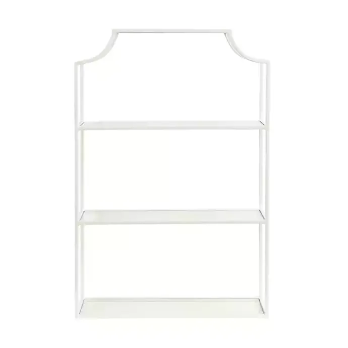 Best Kirklands Home Metal Scalloped 3-Tier Glass Wall Shelf White