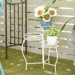 Outlet Kirklands Home Metal Starburst 3-Tier Plant Stand White