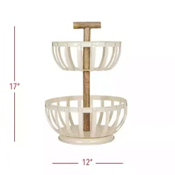 Outlet Kirklands Home Metal 2-Tier Kitchen Basket White