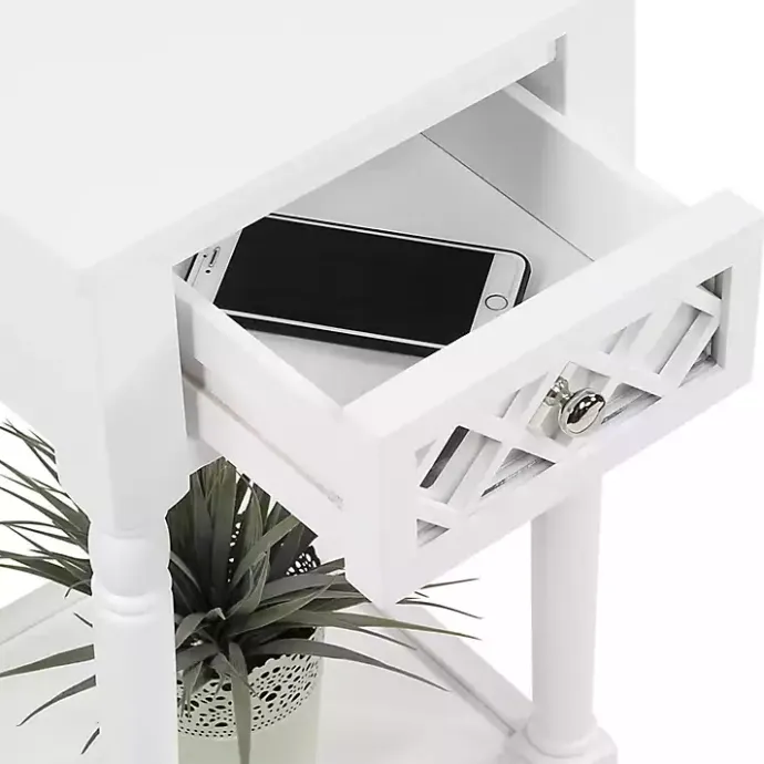 Best Kirklands Home Mirrored Drawer Square Accent Table White