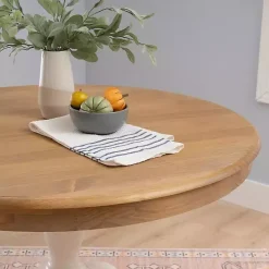 Hot Kirklands Home White Natural Top Pedestal Dining Table