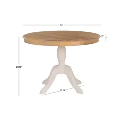 Hot Kirklands Home White Natural Top Pedestal Dining Table